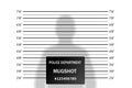 Police lineup or mugshot background with silhouette of anonymous person